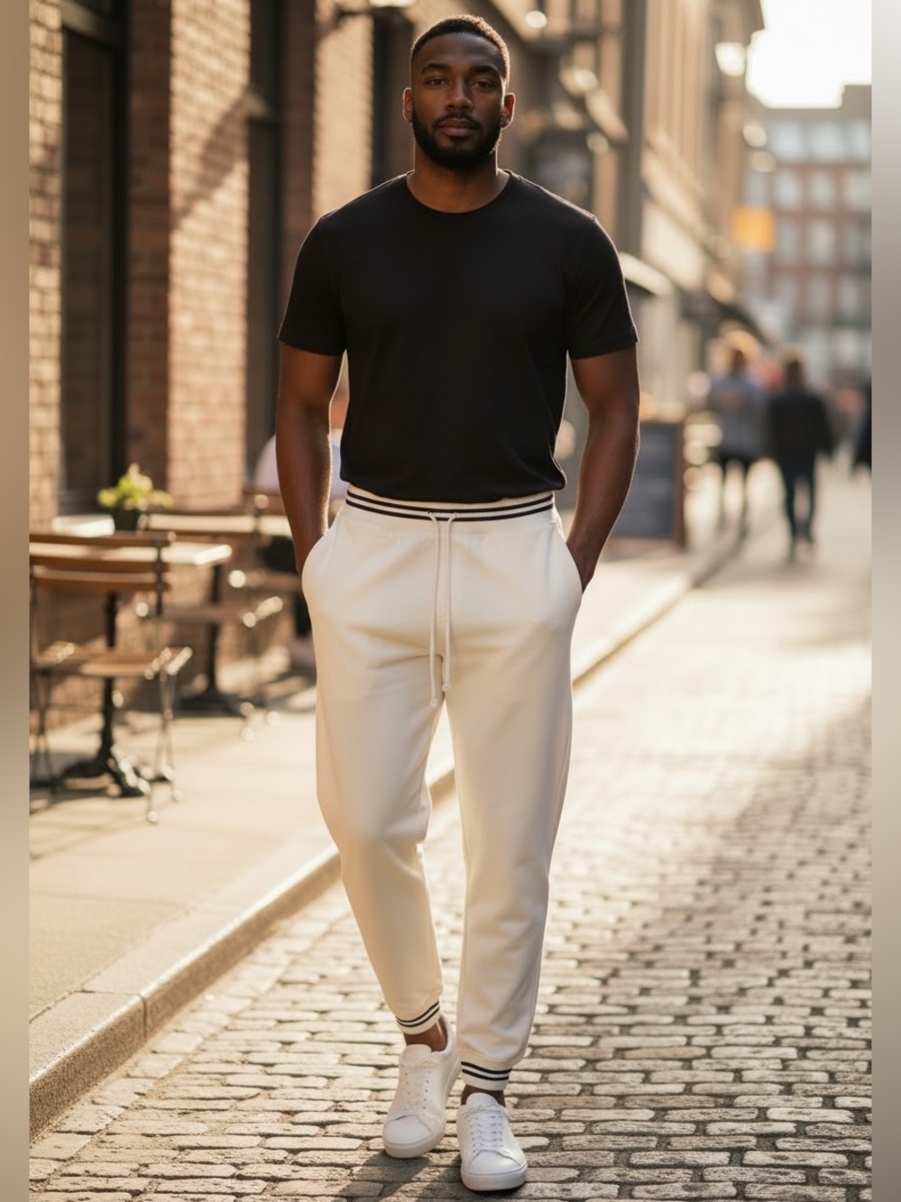 J. Crew Cream French Terry Joggers with Black-Trim Waist & Cuffs NWT